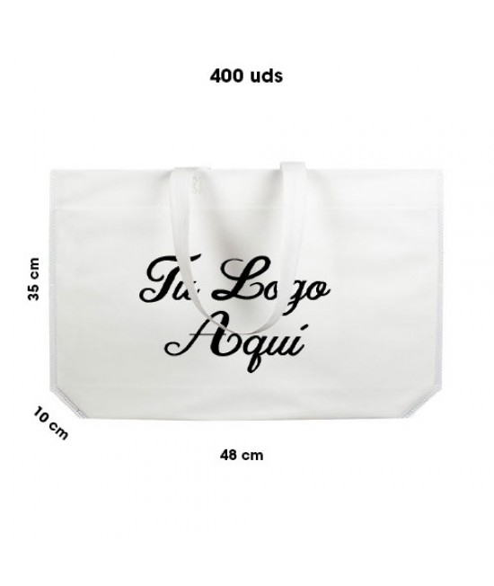 Bolsas de tela personalizadas (400 uds) Pack al mejor precio medida 48 x 35  + 10 cm