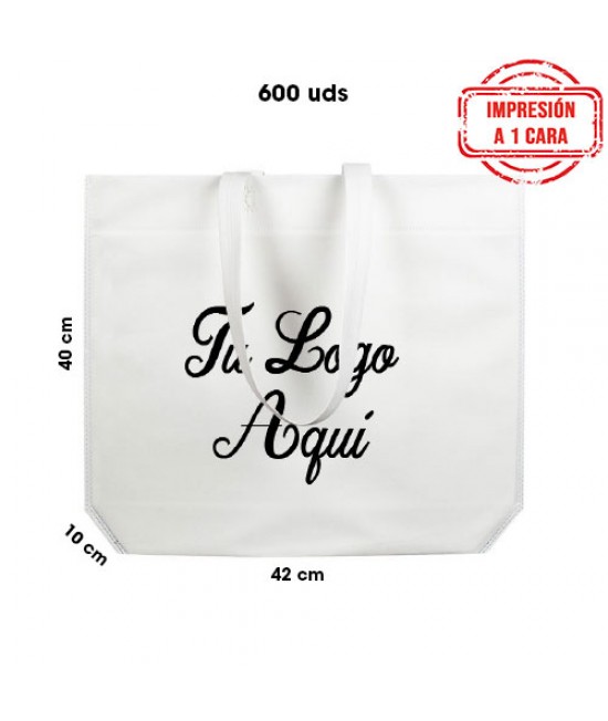 Bolsas de tela personalizadas (600 uds) Pack al mejor precio medida 42 x 40  + 10 cm