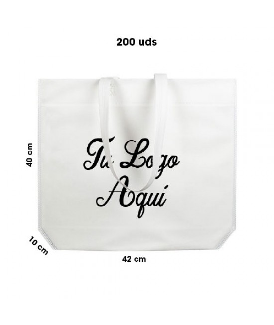 Bolsas de tela personalizadas (200 uds) Pack al mejor precio medida 42 x 40  + 10 cm