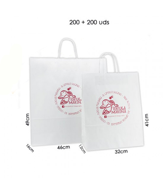 Bolsas de papel asa rígida personalizadas Pack011