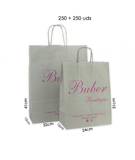 Bolsas de papel asa rígida personalizadas Pack019