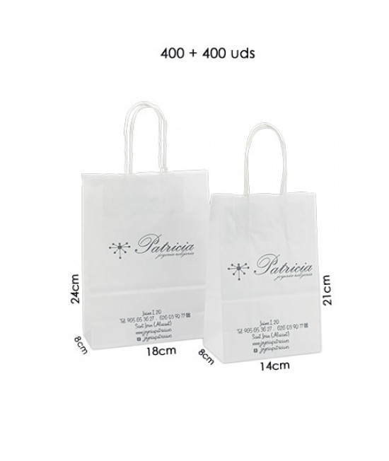 Bolsas de papel asa rígida personalizadas Pack027