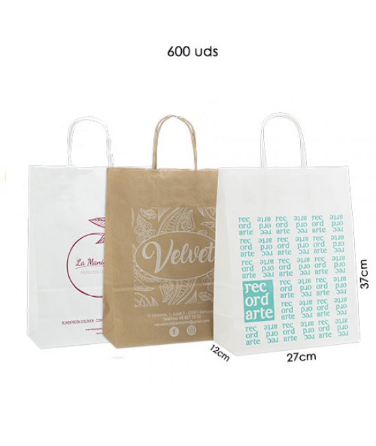 Bolsas de papel asa rígida personalizadas Pack028