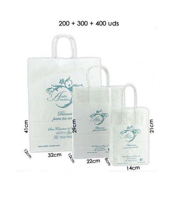 Bolsas de papel asa rígida personalizadas Pack033