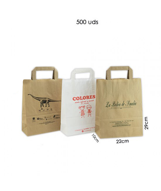 Bolsas de papel asa plana personalizadas Pack038