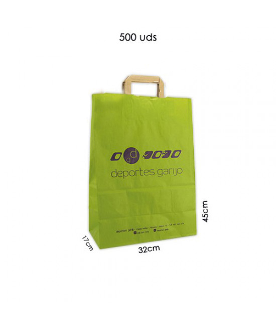 Bolsas de papel asa plana personalizadas Pack052 